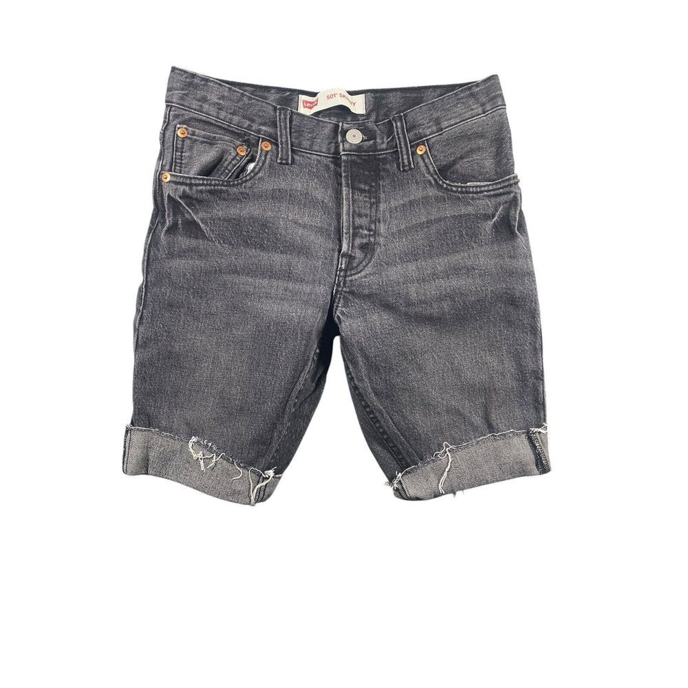 Levi's Womens 501 Skinny Shorts Side Pockets Cuffed Gray Denim Size 12